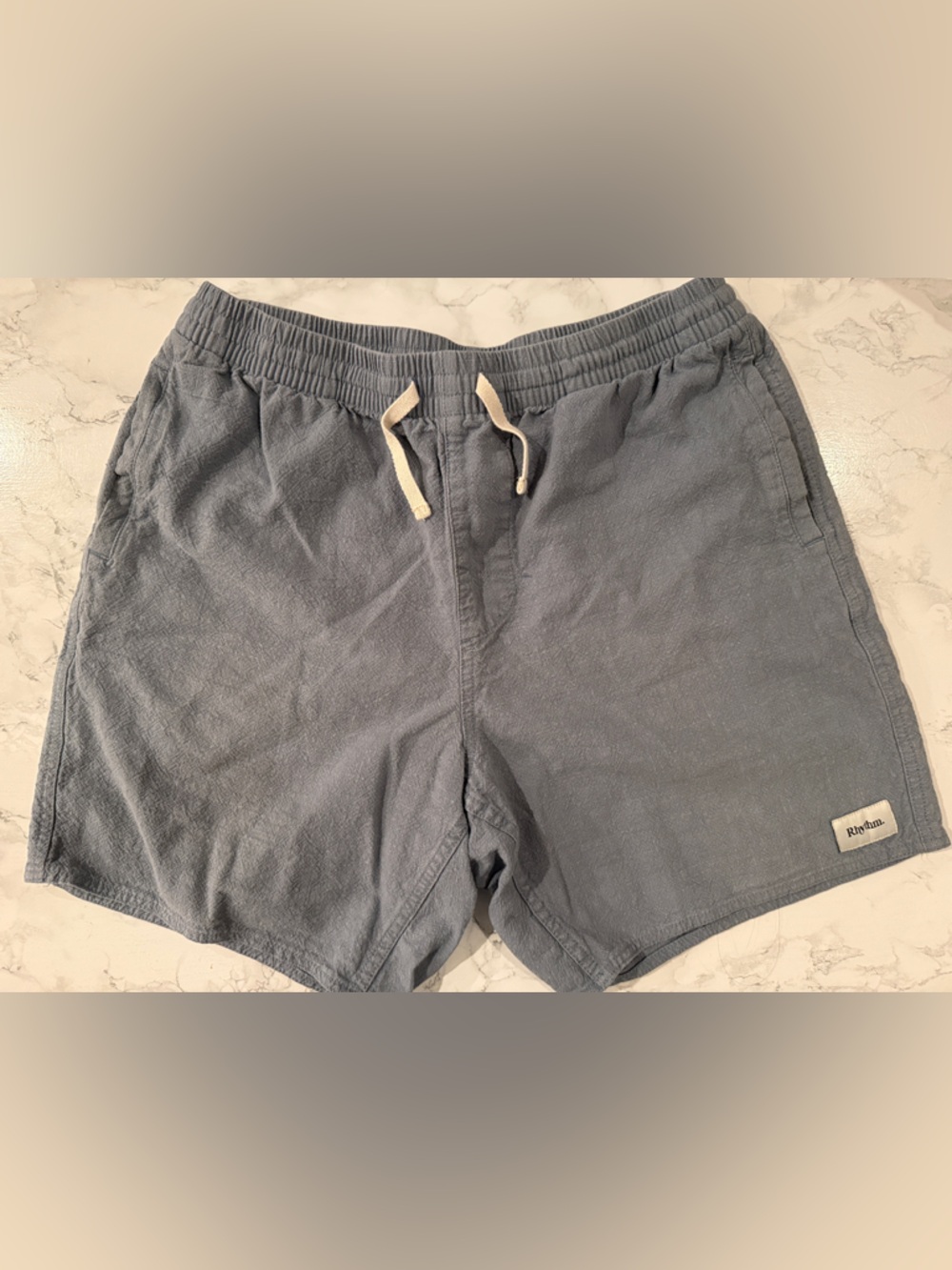 Rhythm Men's Drawstring Shorts Light Blue Size 33 Y2K Skate Streetwear